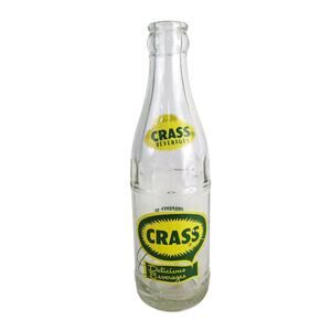 Vintage 1950s Crass Beverages ACL 6.5oz Glass Soda Bottle, Coca-Cola Bottling Co